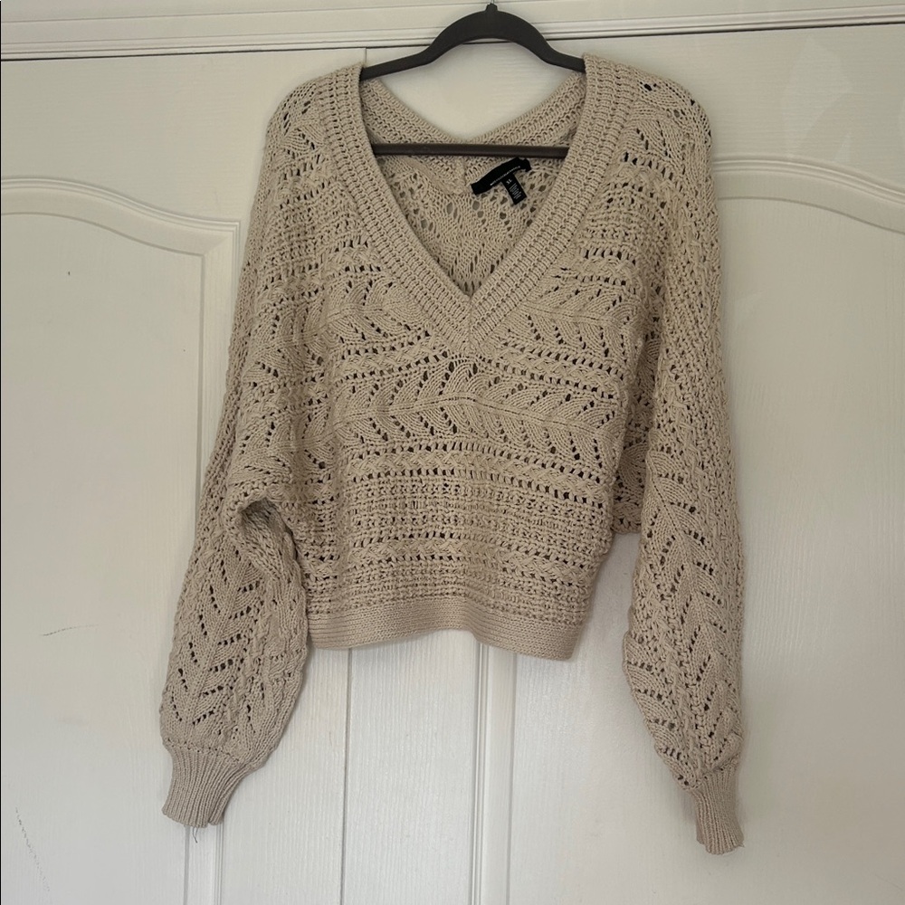 White House Black Market Beige V-Neck Sweater